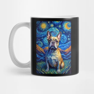 French Bulldog Dog Breed Painting in a Van Gogh Starry Night Art Style Mug